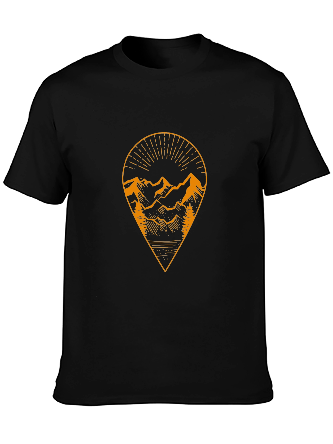 Mountain Graphic Tee - Black Cotton Adventure Shirt