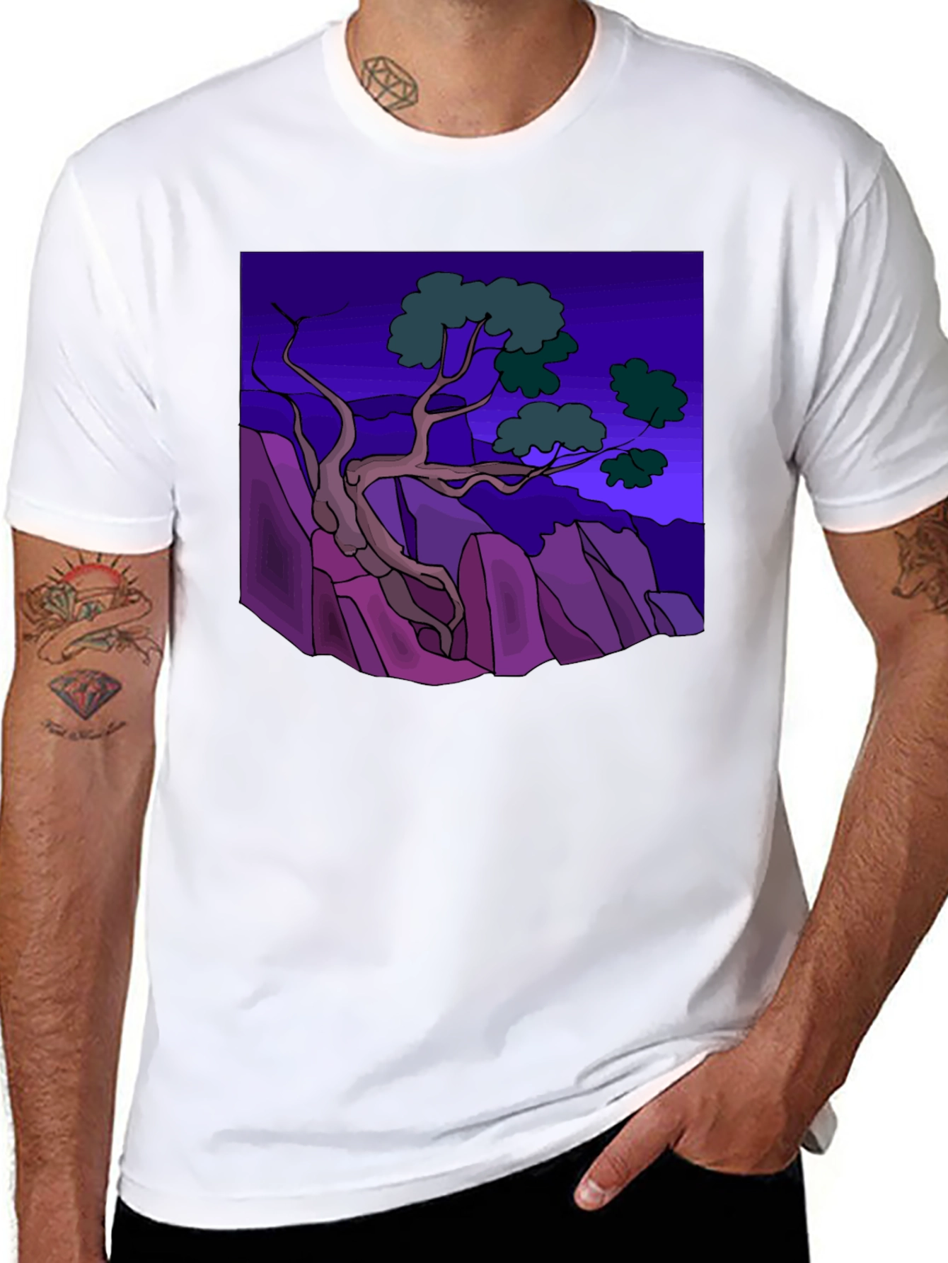 Artistic Tree Graphic Tee - Stylish Black T-Shirt