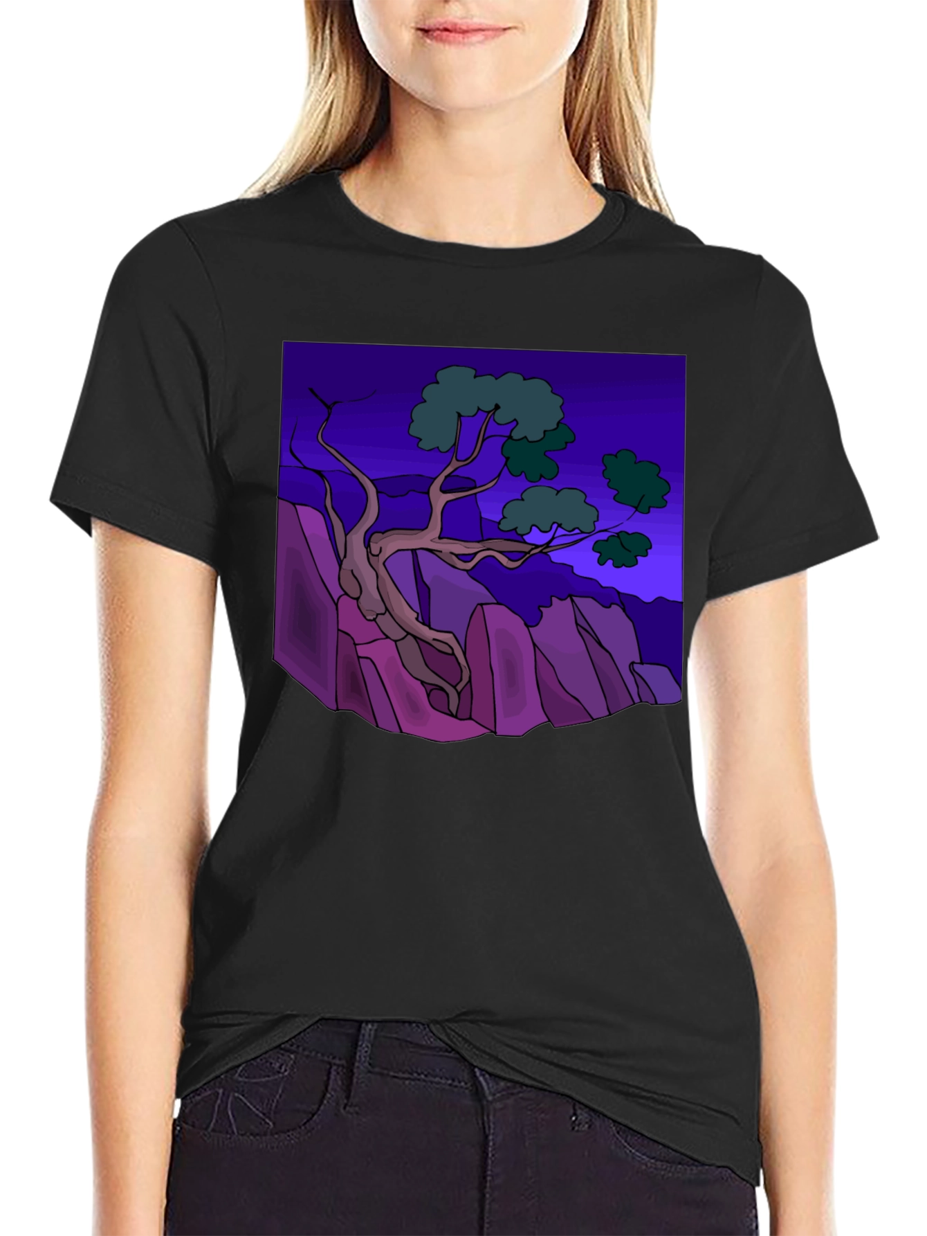 Artistic Tree Graphic Tee - Stylish Black T-Shirt