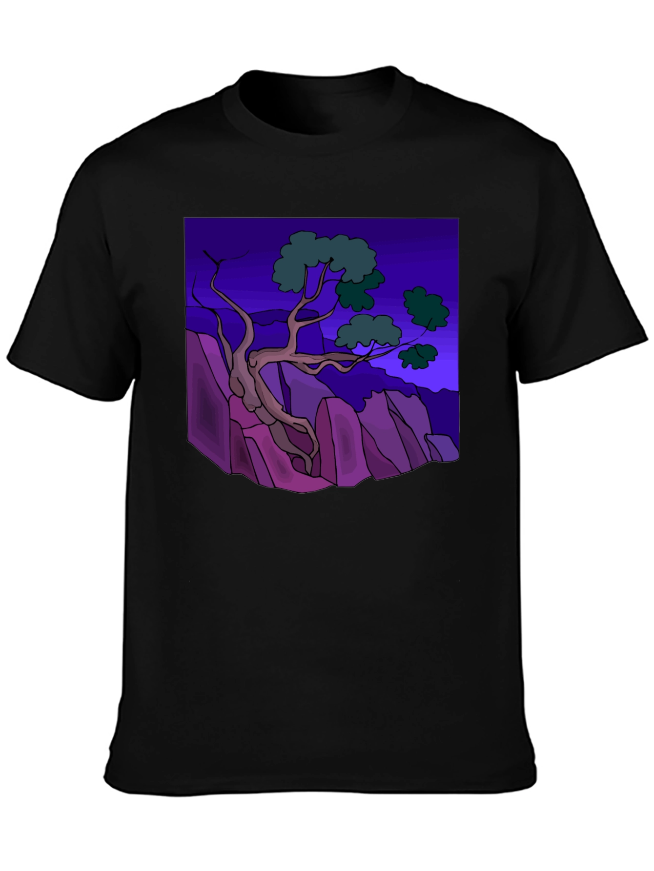 Artistic Tree Graphic Tee - Stylish Black T-Shirt