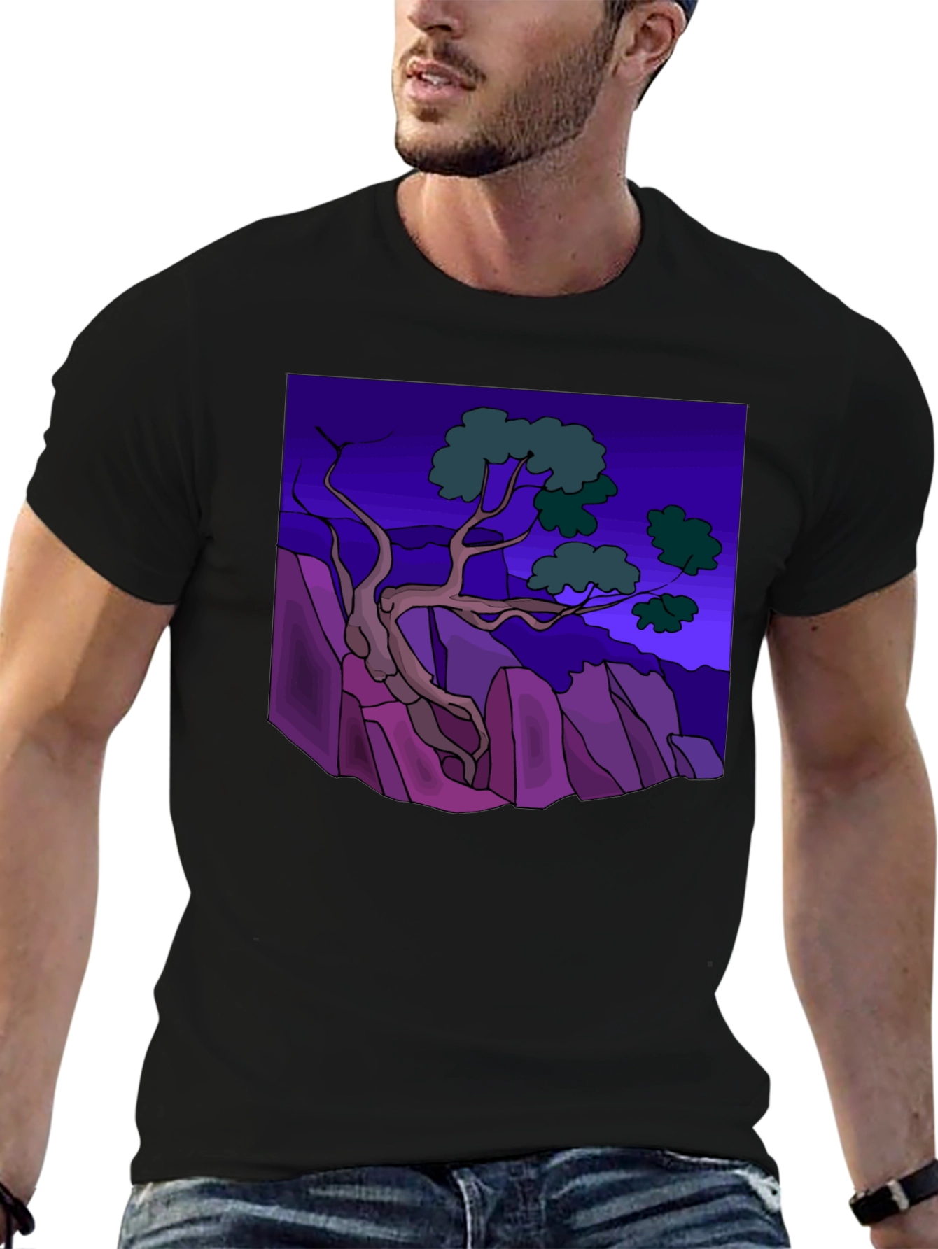 Artistic Tree Graphic Tee - Stylish Black T-Shirt