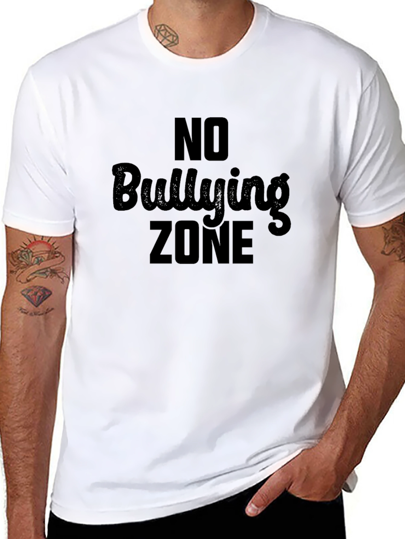 No Bullying Zone Black Graphic Tee Shirt