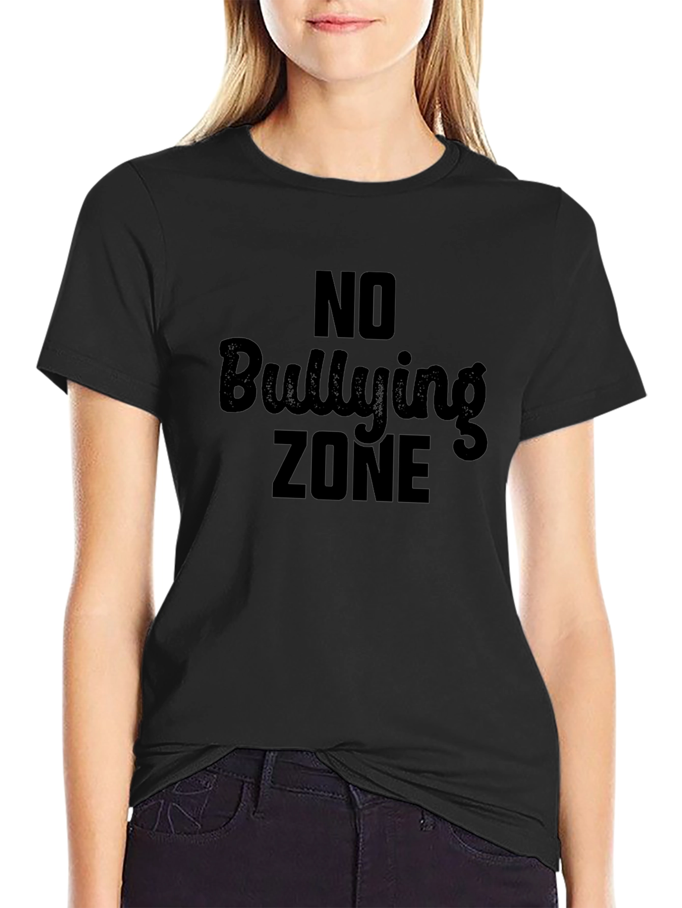 No Bullying Zone Black Graphic Tee Shirt