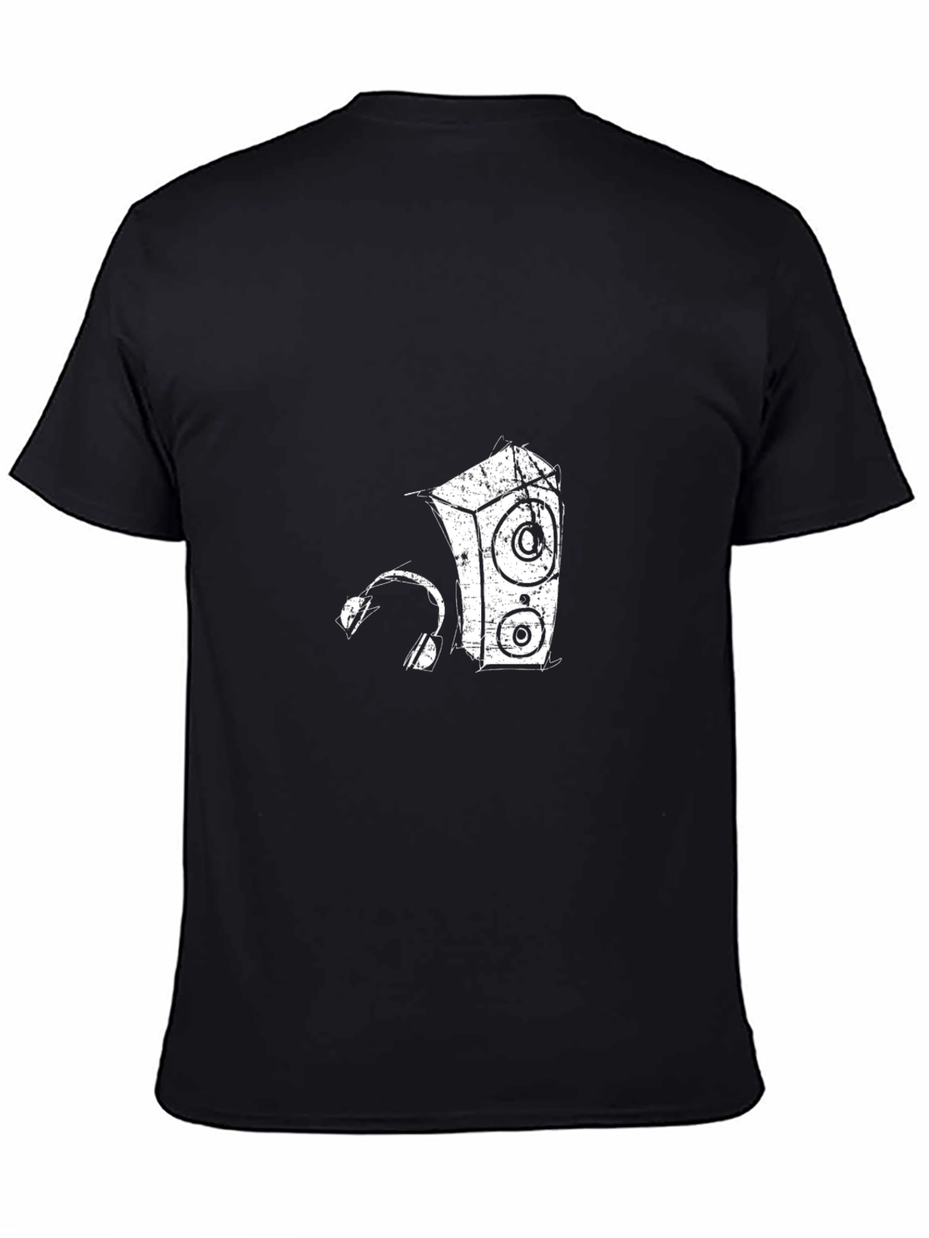 Retro Speaker & Headphones Black T-Shirt