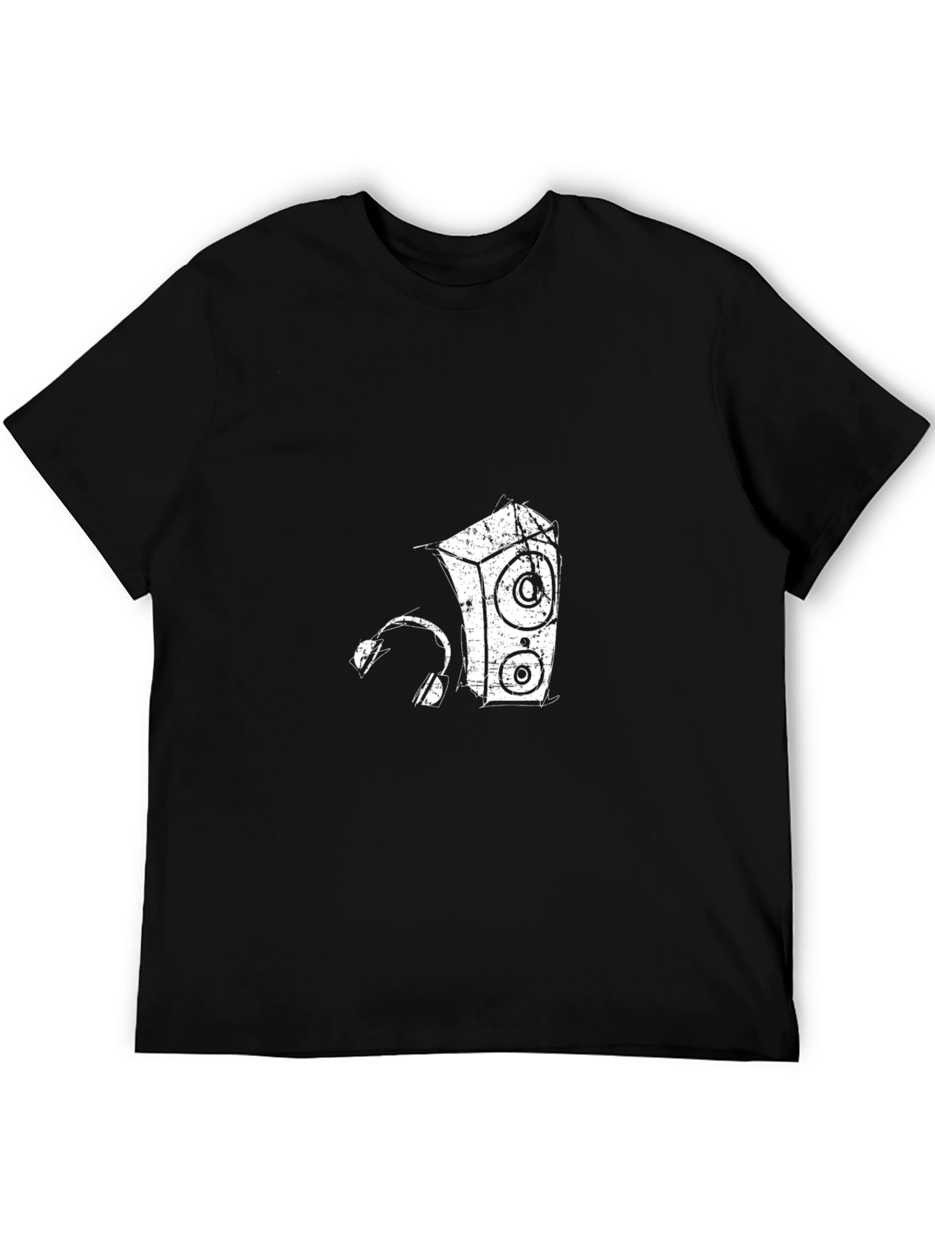 Retro Speaker & Headphones Black T-Shirt