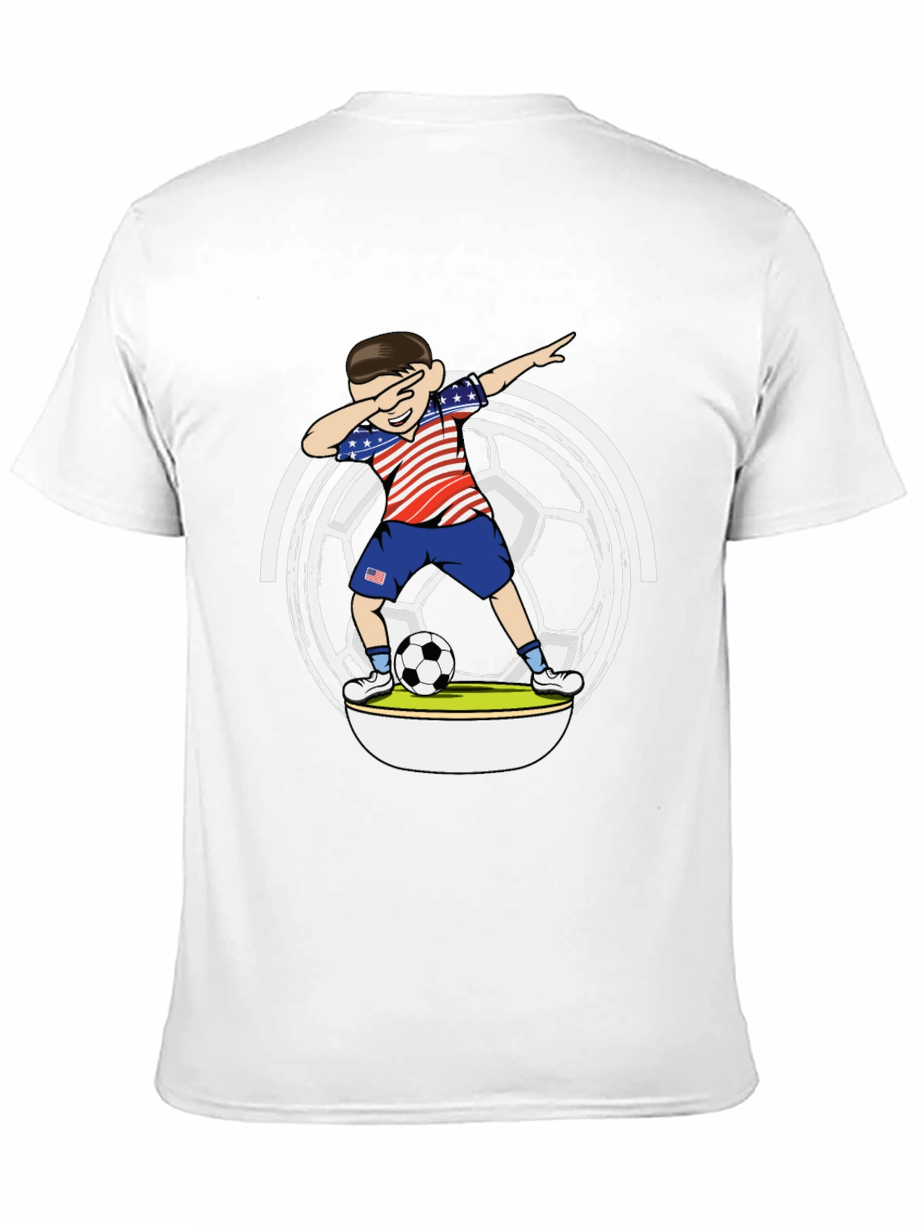 Dabbing Soccer Boy USA Flag Graphic T-Shirt