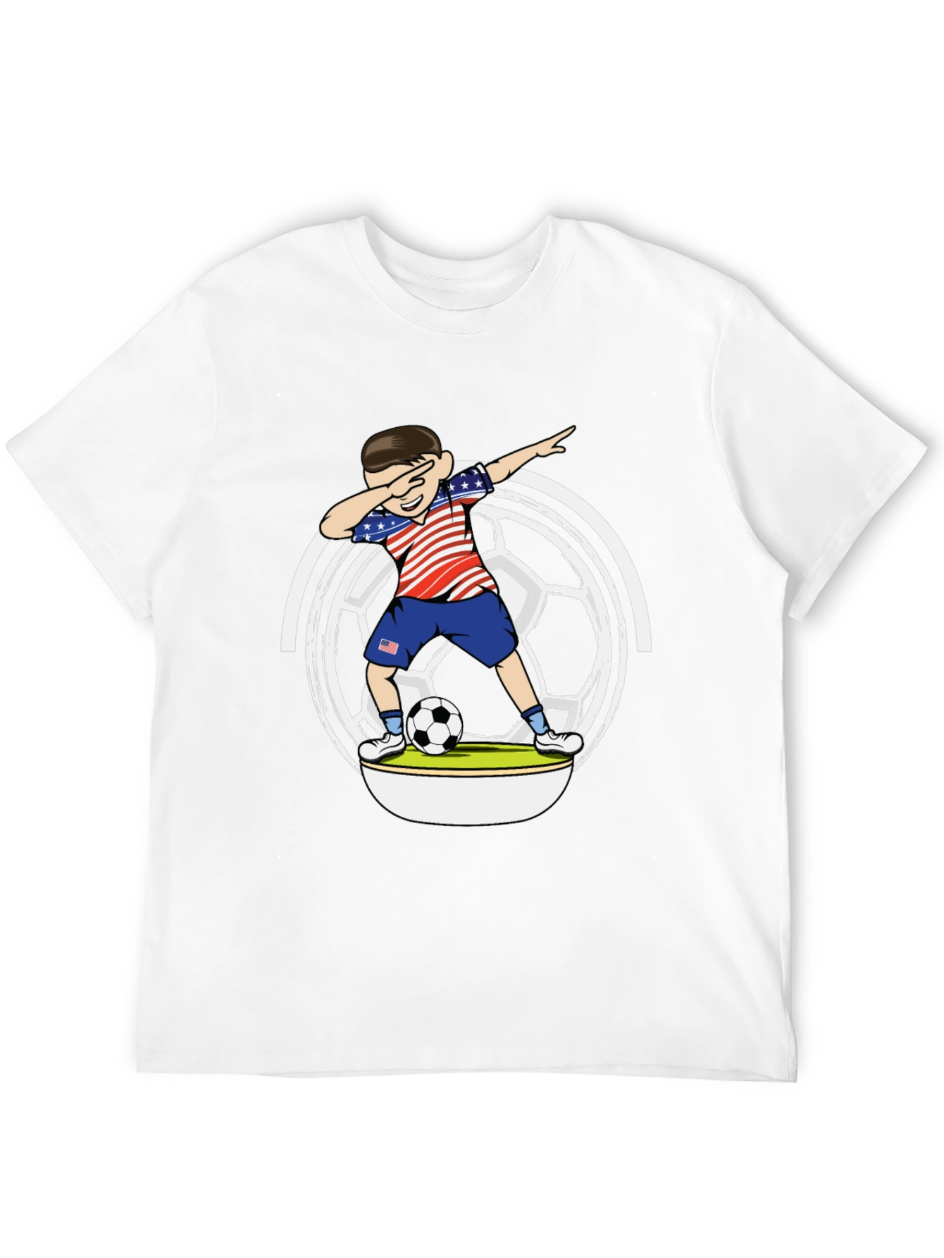 Dabbing Soccer Boy USA Flag Graphic T-Shirt