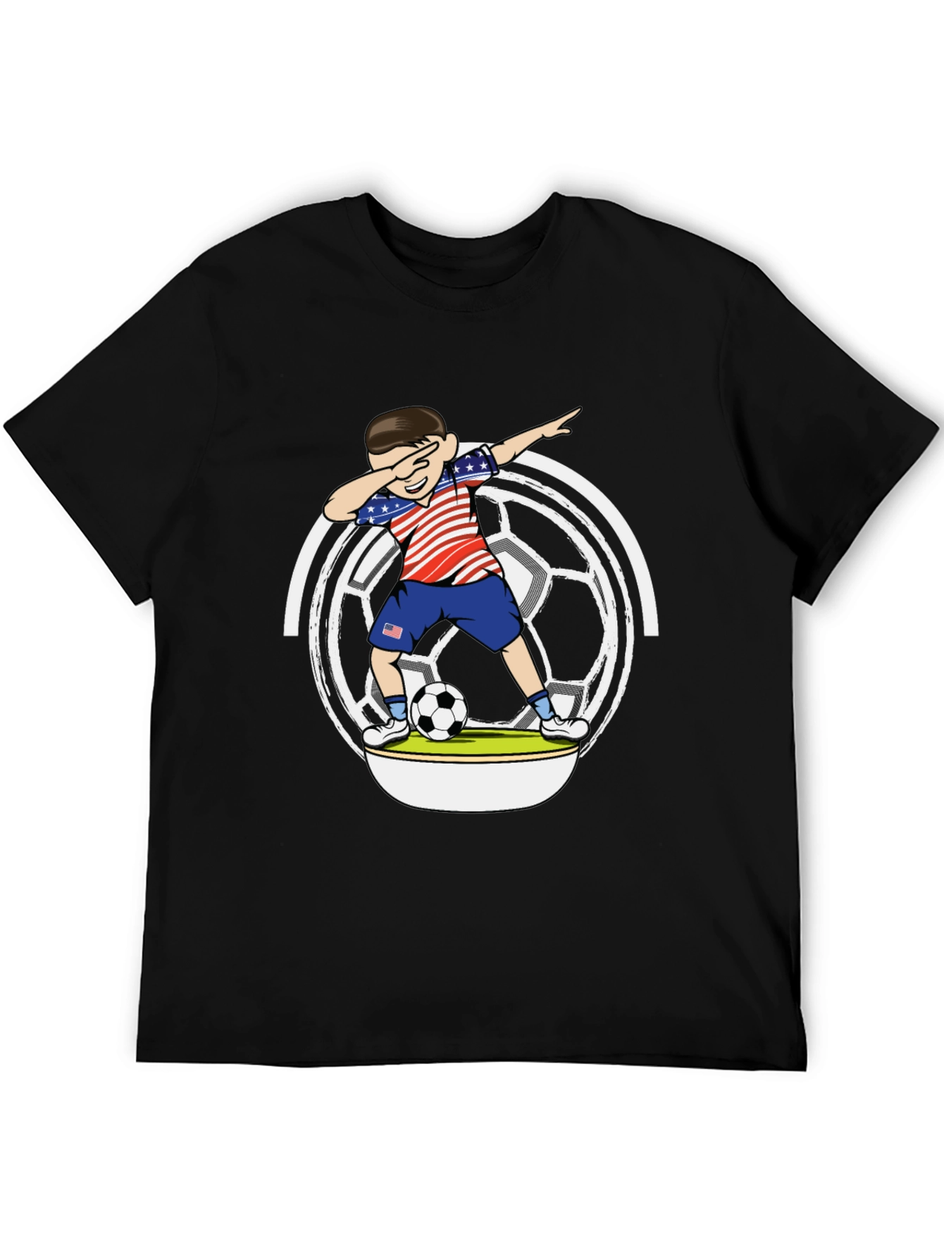 Dabbing Soccer Boy USA Flag Graphic T-Shirt