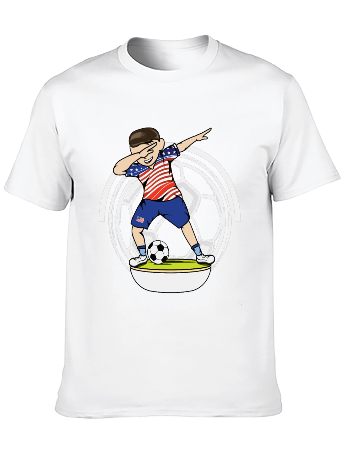 Dabbing Soccer Boy USA Flag Graphic T-Shirt