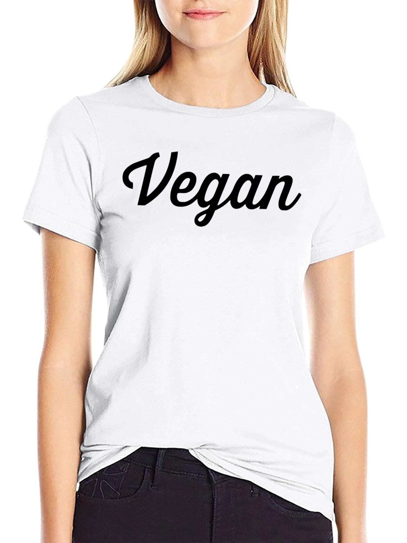 Vegan Script Tee - Black Cotton Blend