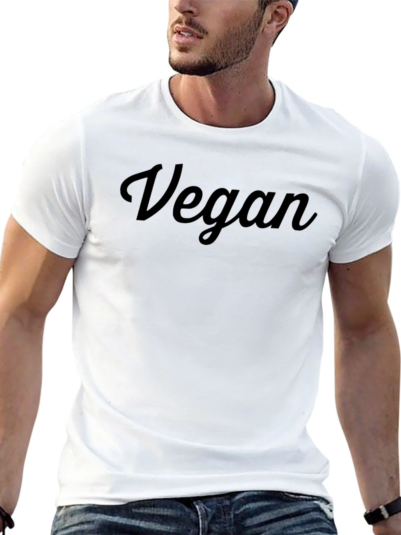 Vegan Script Tee - Black Cotton Blend