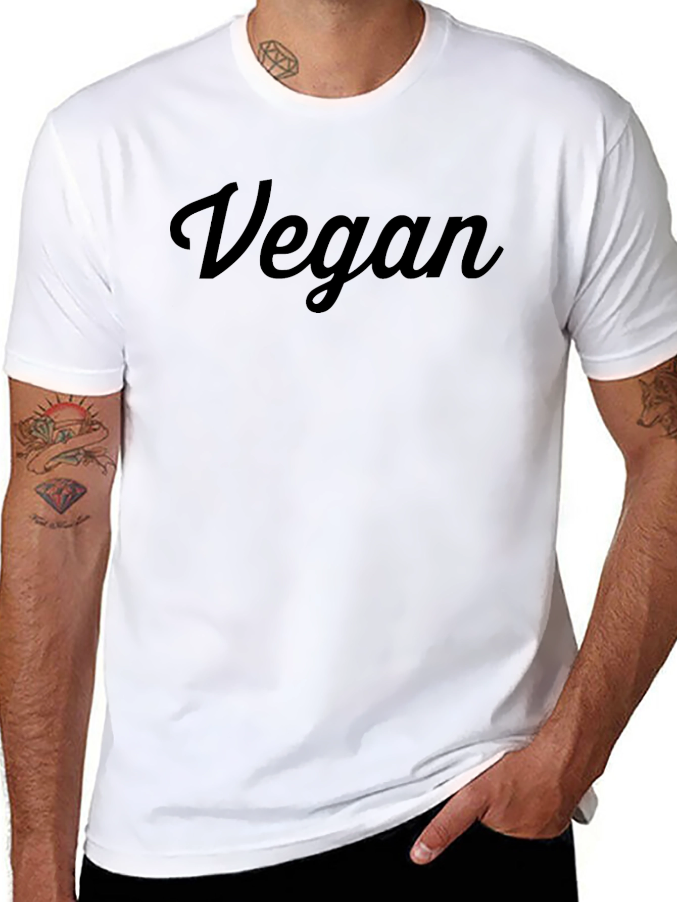 Vegan Script Tee - Black Cotton Blend