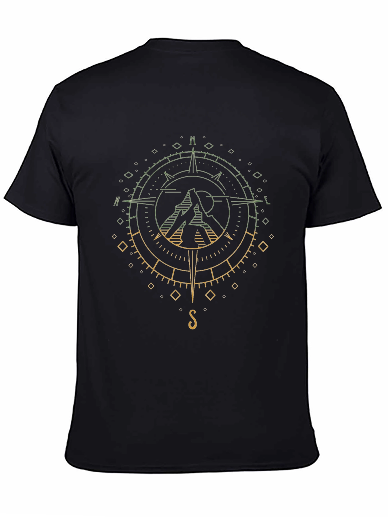 Compass Mountain Graphic T-Shirt - Black
