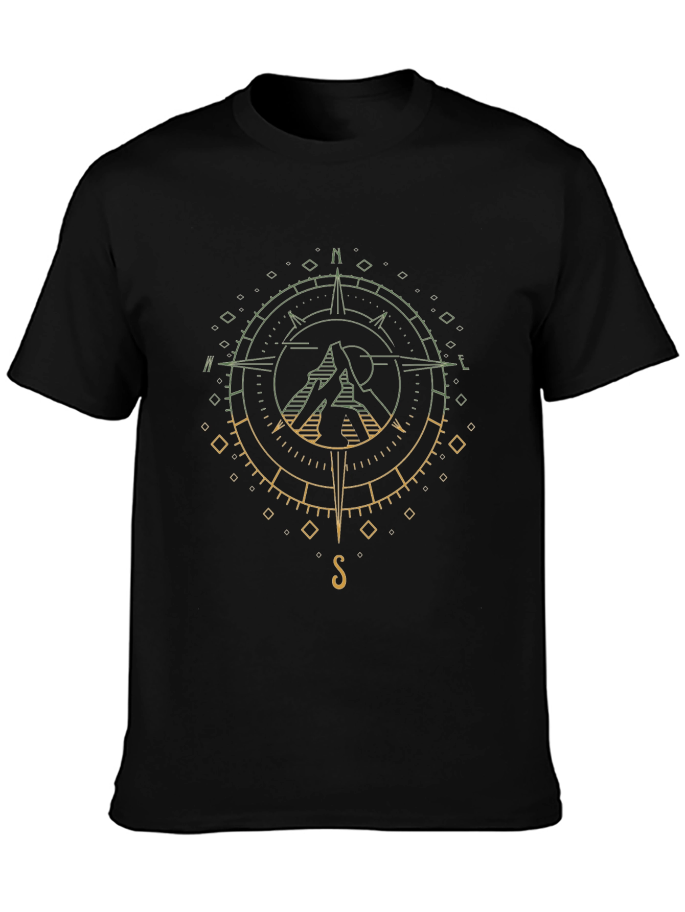 Compass Mountain Graphic T-Shirt - Black