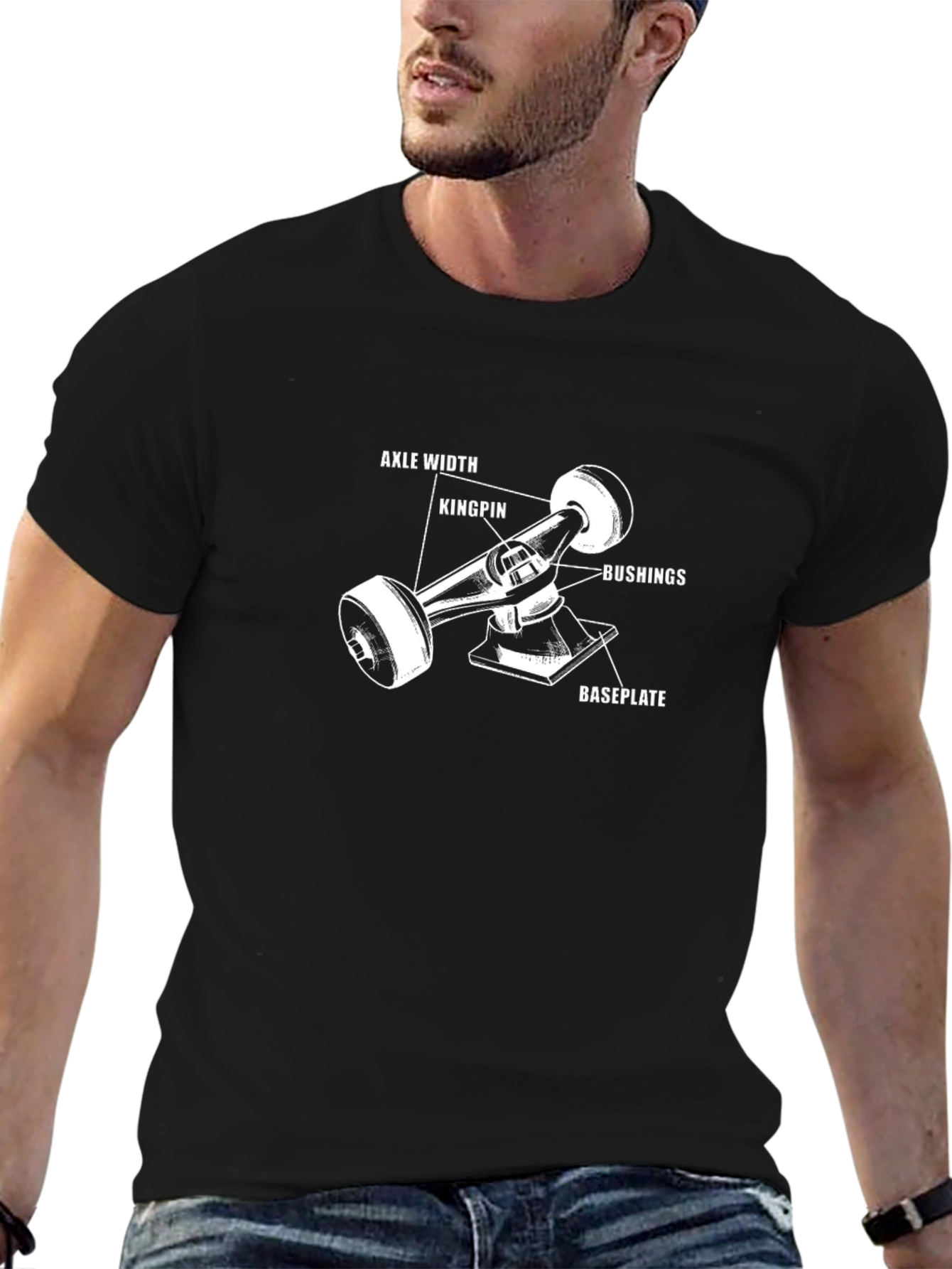 Skateboard Truck Diagram T-Shirt - Black