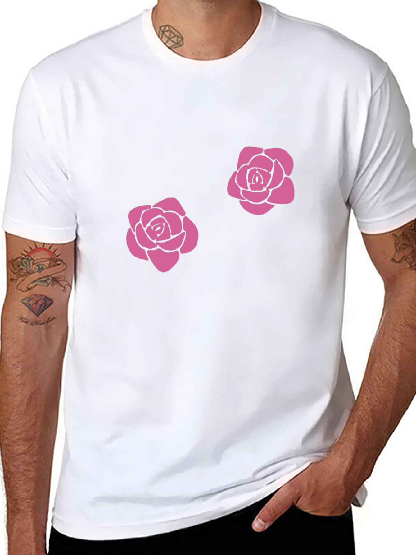 Floral Rose Graphic Tee - Casual Black T-Shirt