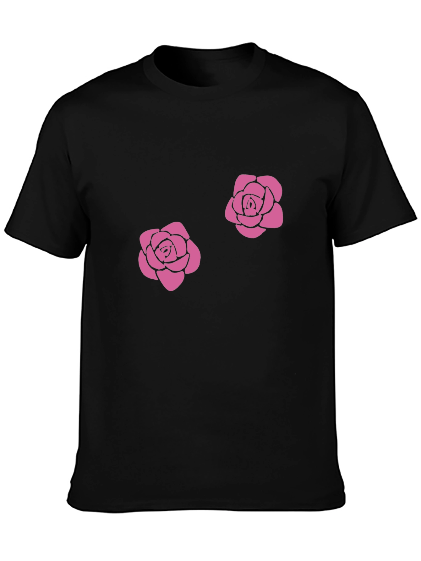 Floral Rose Graphic Tee - Casual Black T-Shirt