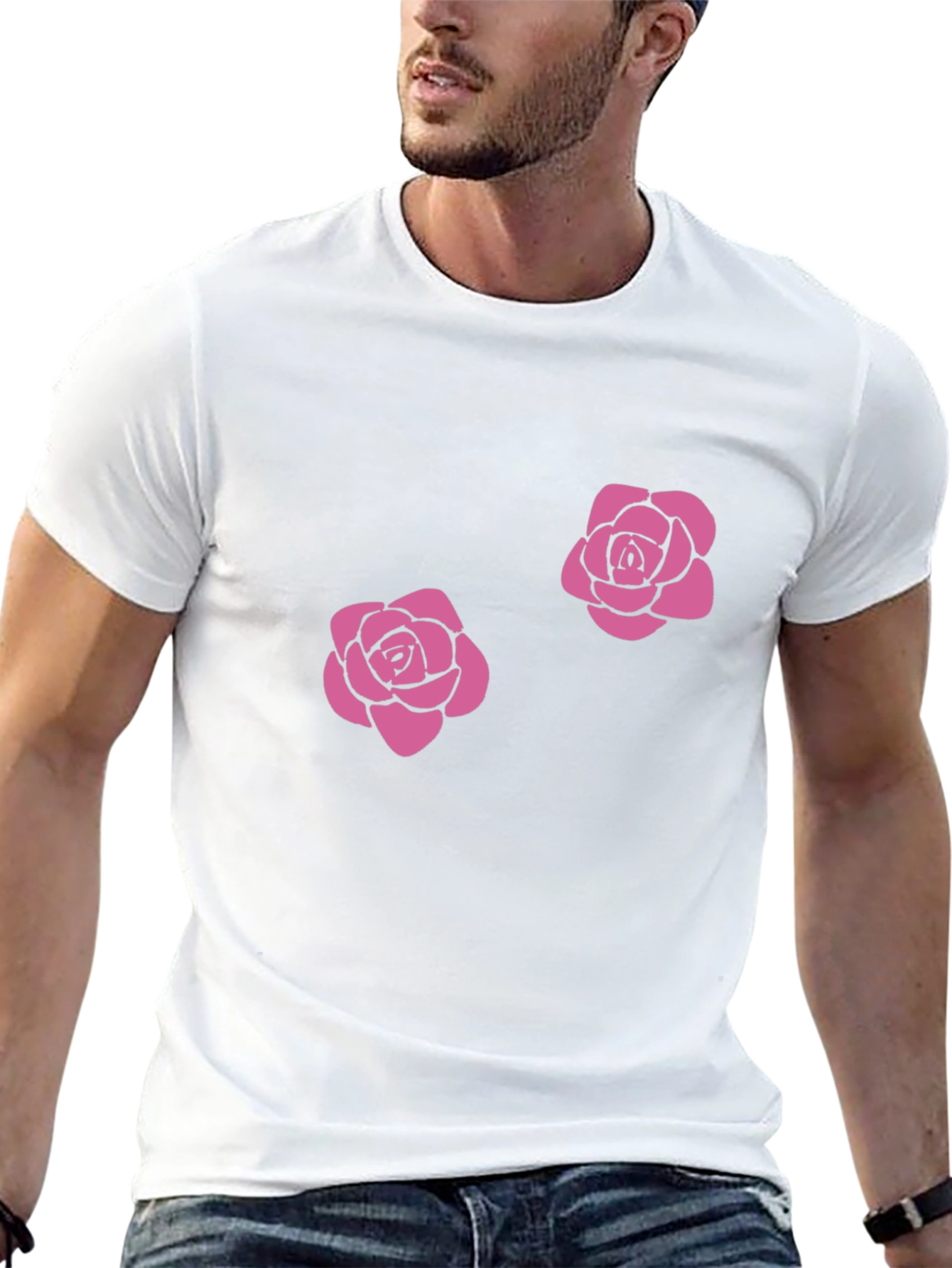 Floral Rose Graphic Tee - Casual Black T-Shirt