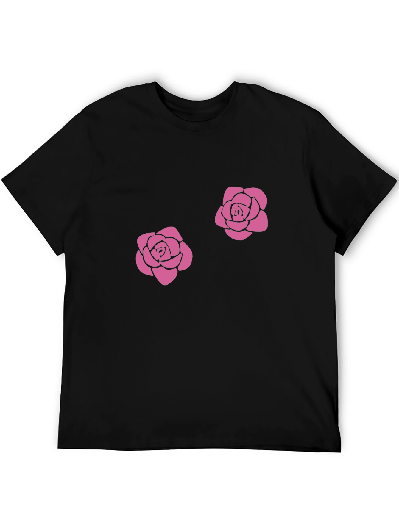 Floral Rose Graphic Tee - Casual Black T-Shirt