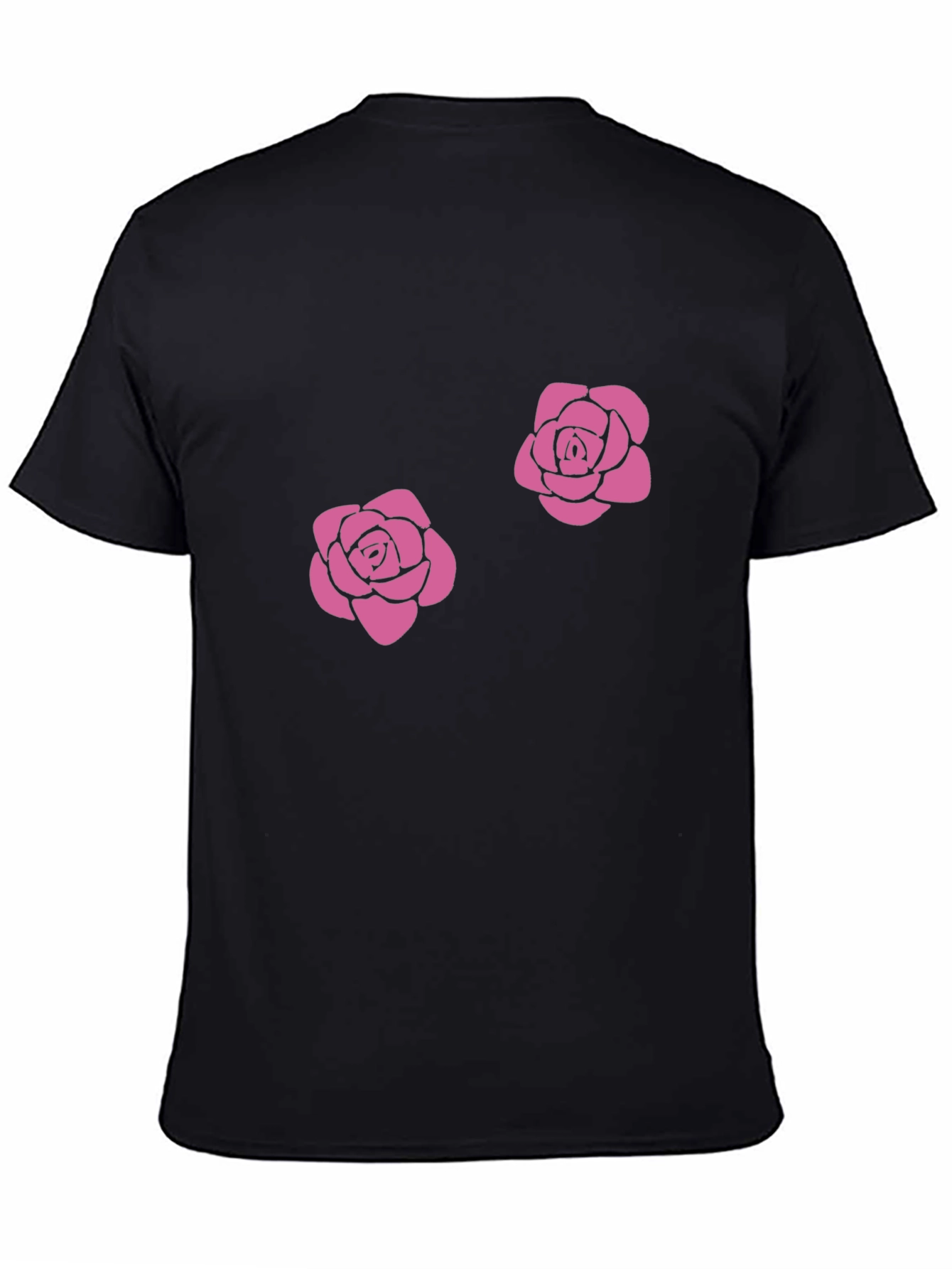 Floral Rose Graphic Tee - Casual Black T-Shirt
