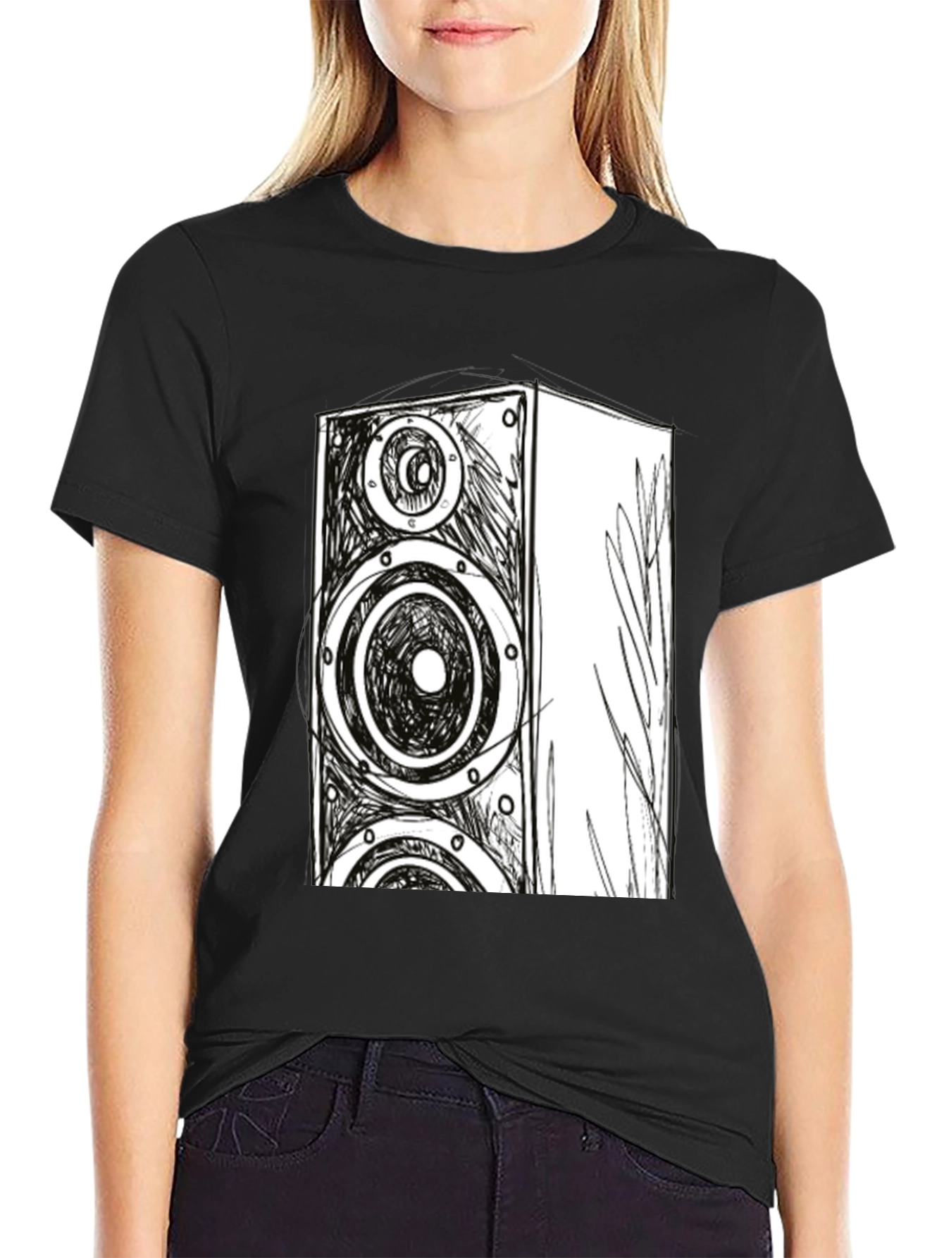 Speaker Sketch Graphic Tee - Cool Musician T-Shirt