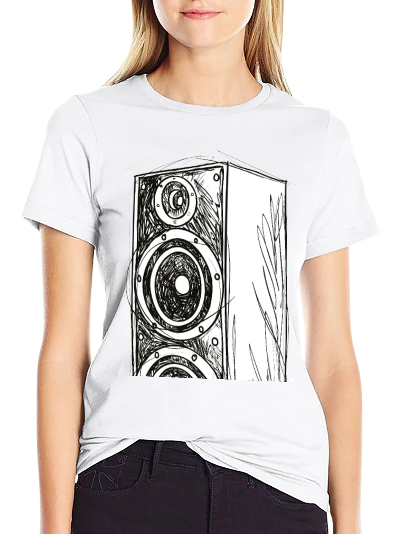 Speaker Sketch Graphic Tee - Cool Musician T-Shirt