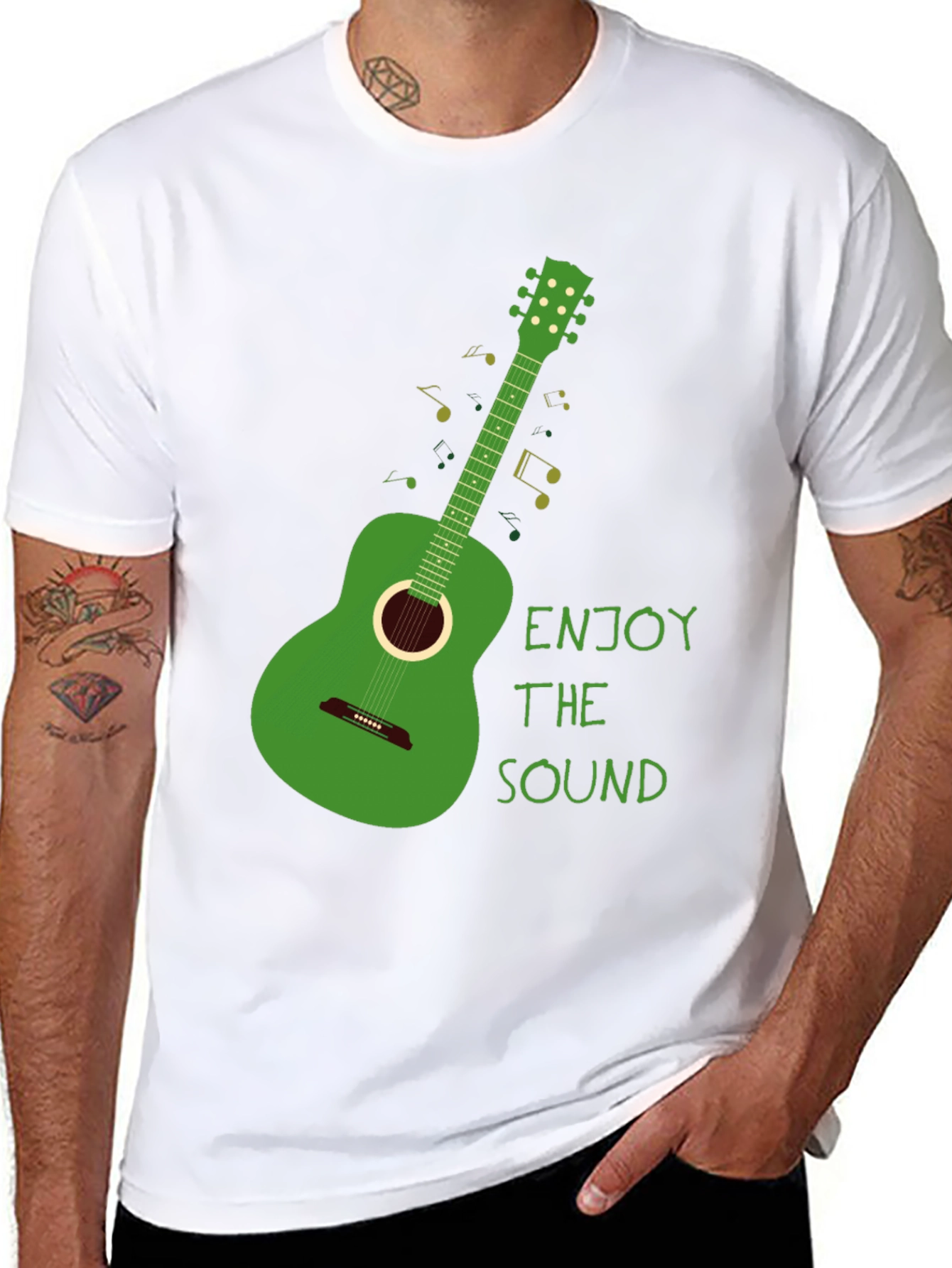 Green Guitar T-Shirt - Enjoy the Sound!