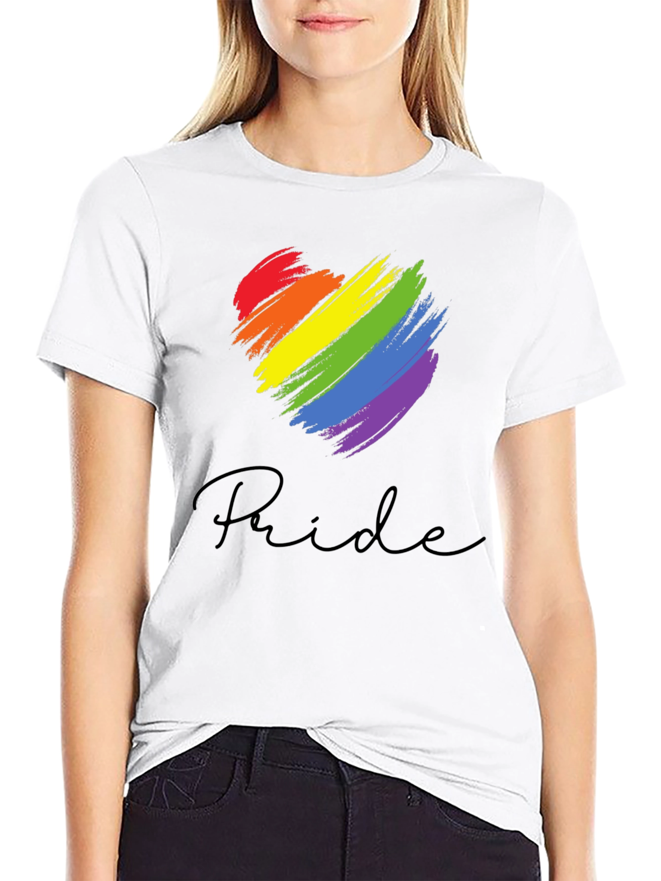 Pride Heart Graphic Black T-Shirt