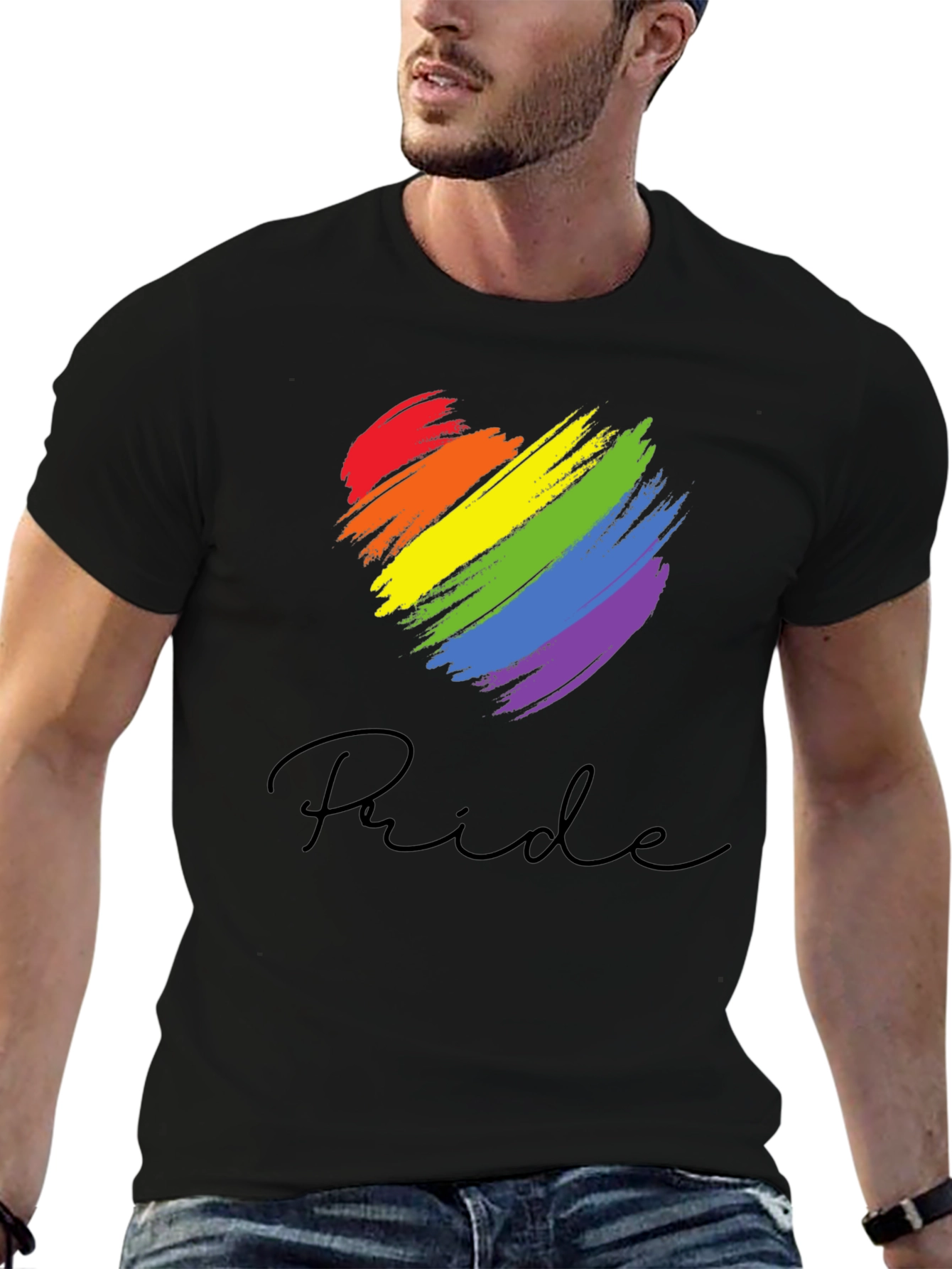 Pride Heart Graphic Black T-Shirt