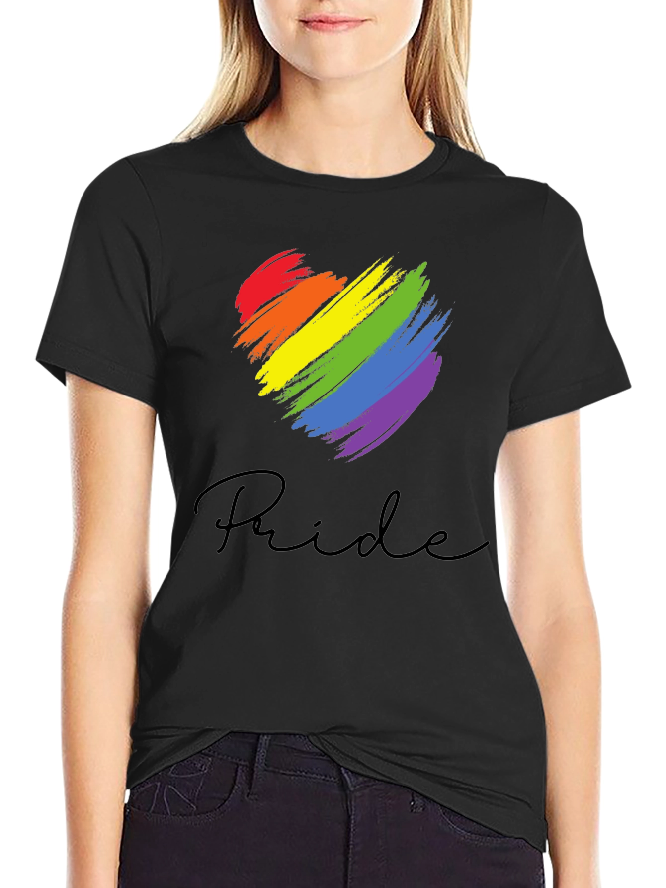 Pride Heart Graphic Black T-Shirt