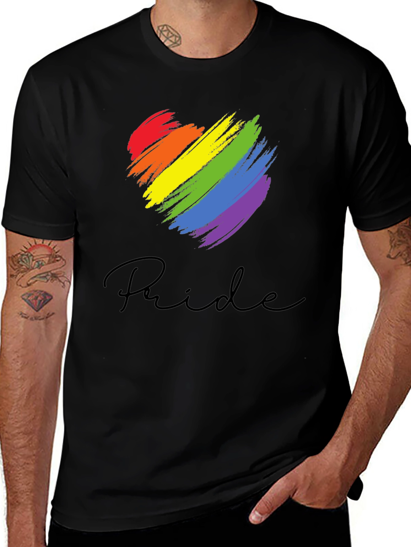 Pride Heart Graphic Black T-Shirt