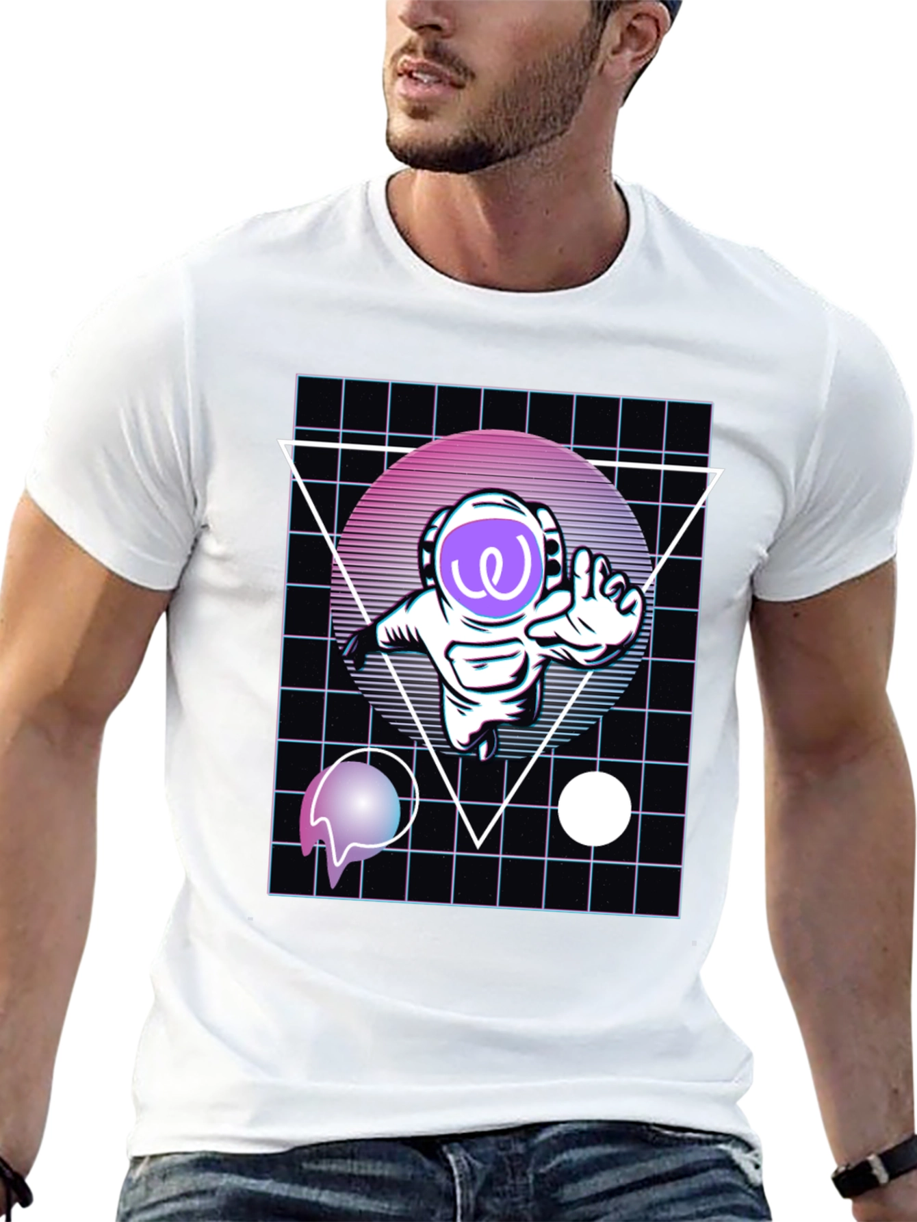 Retro Spaceman Black T-Shirt