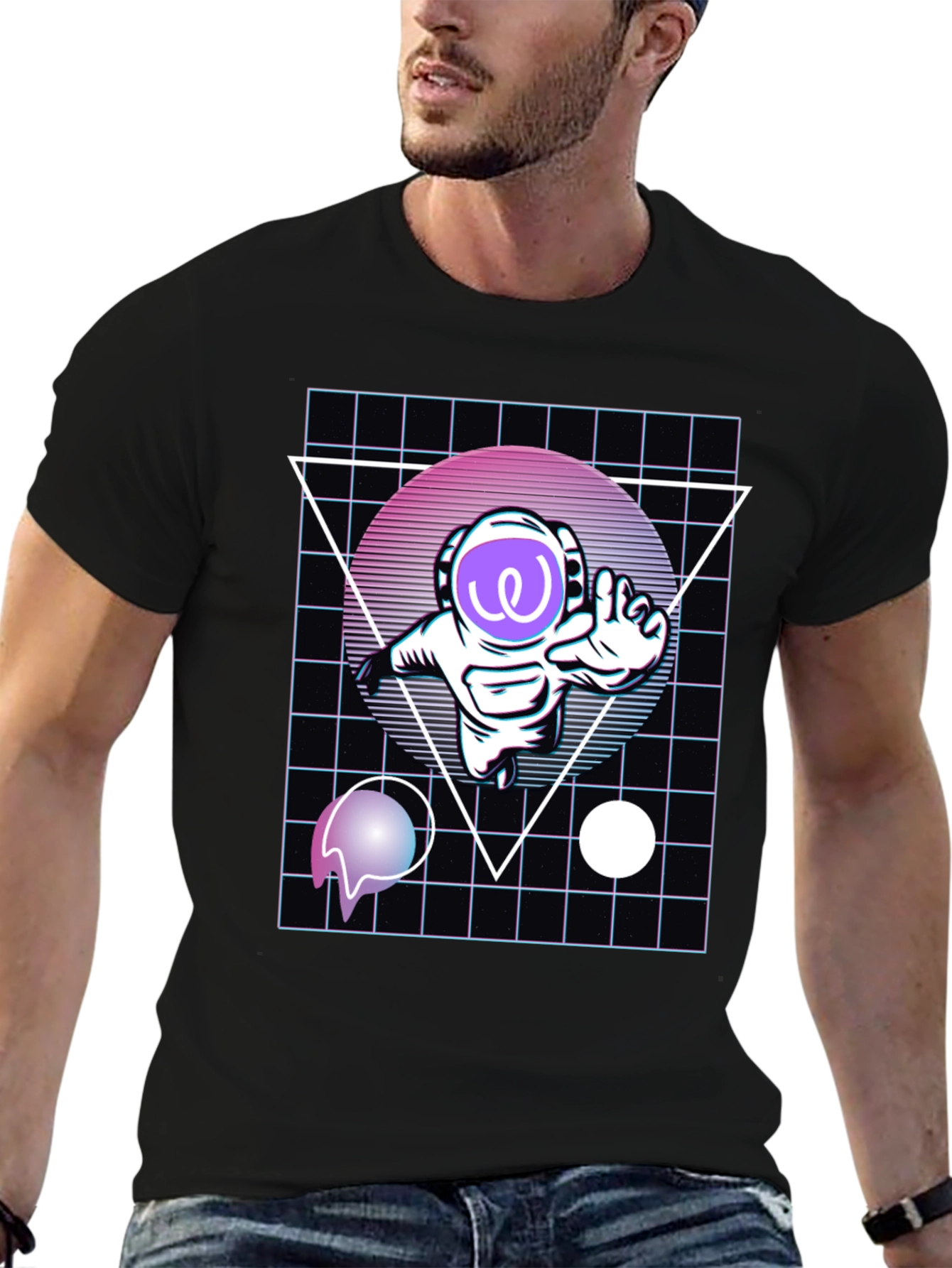 Retro Spaceman Black T-Shirt