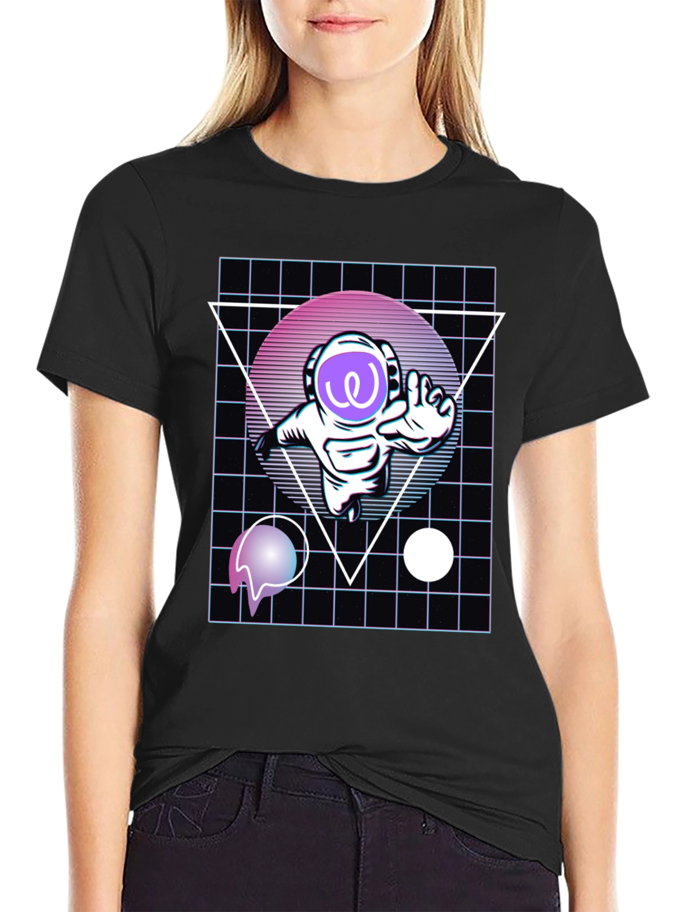 Retro Spaceman Black T-Shirt
