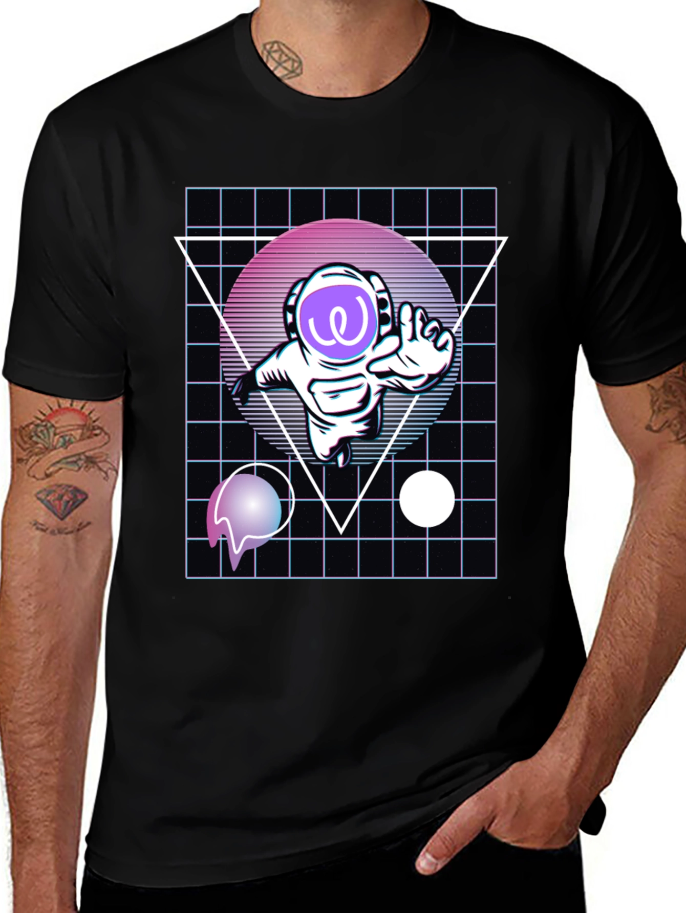 Retro Spaceman Black T-Shirt