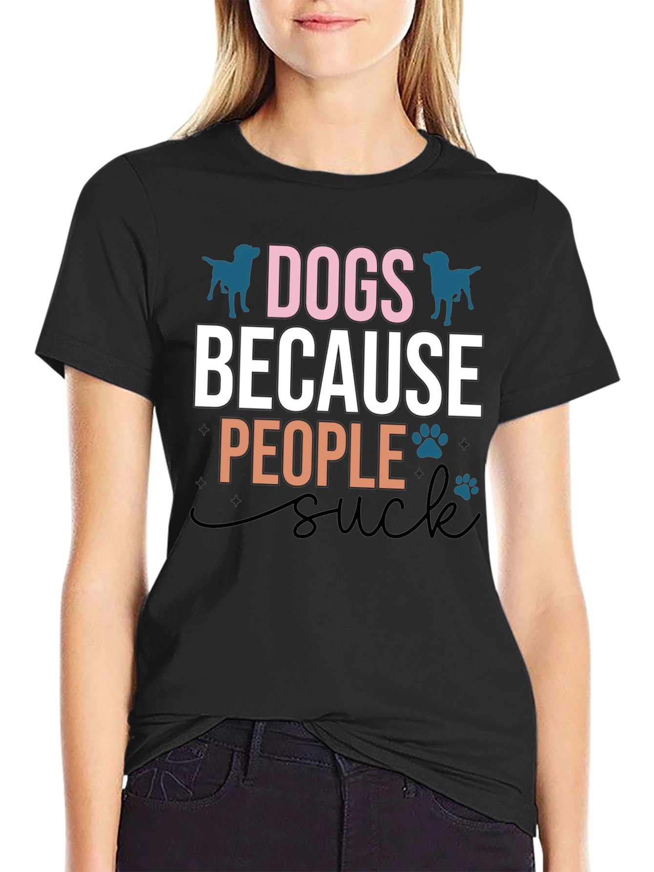 Dogs Because People Suck Graphic T-Shirt