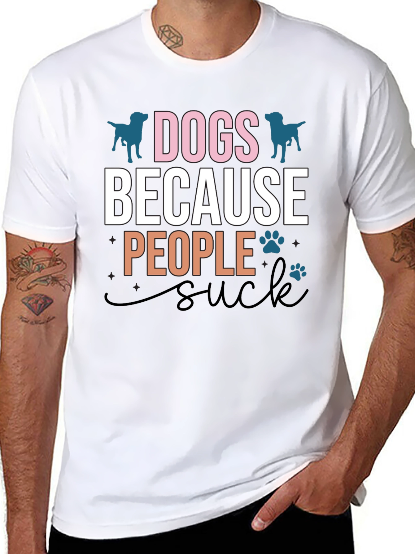 Dogs Because People Suck Graphic T-Shirt