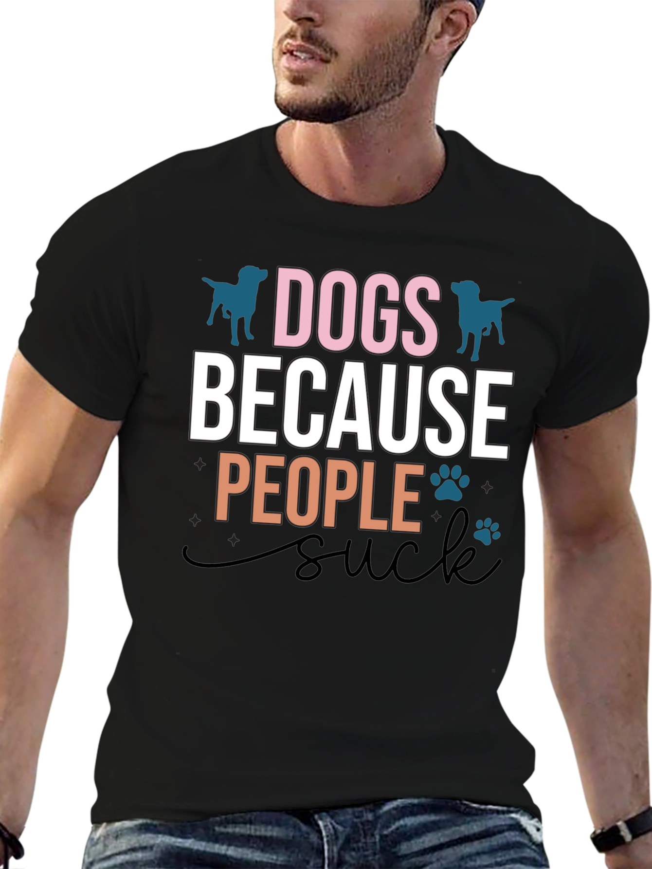 Dogs Because People Suck Graphic T-Shirt