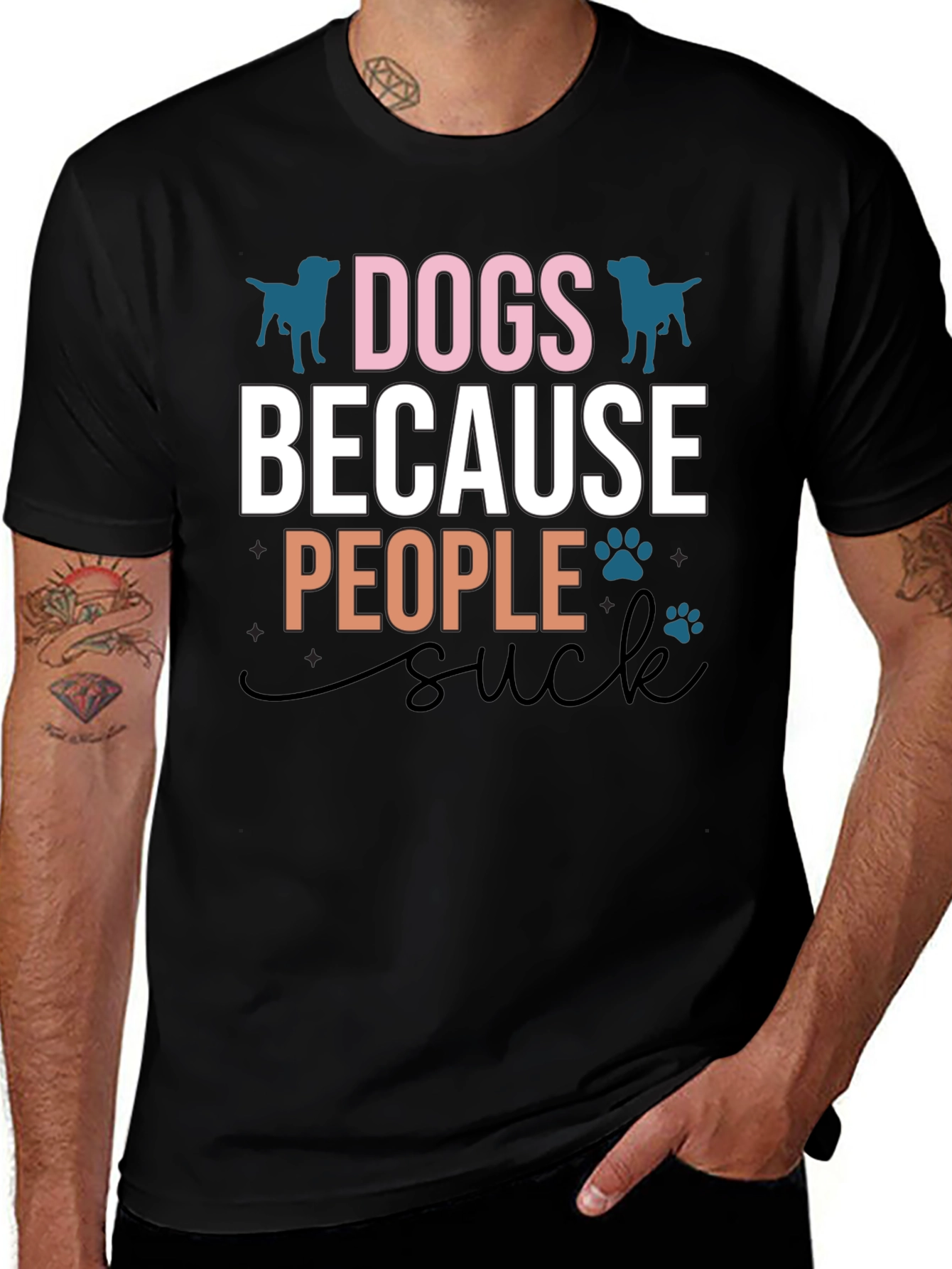 Dogs Because People Suck Graphic T-Shirt
