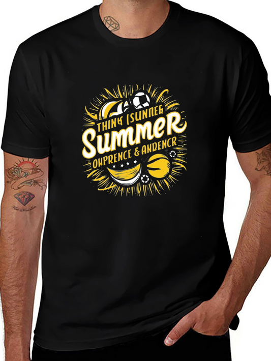 Summer Soccer Black Graphic T-Shirt