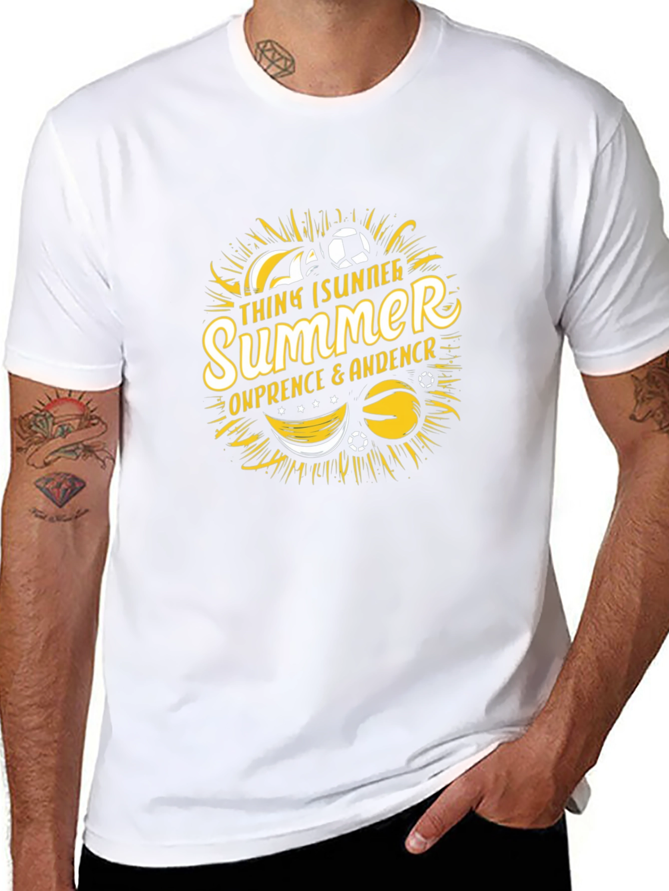 Summer Soccer Black Graphic T-Shirt
