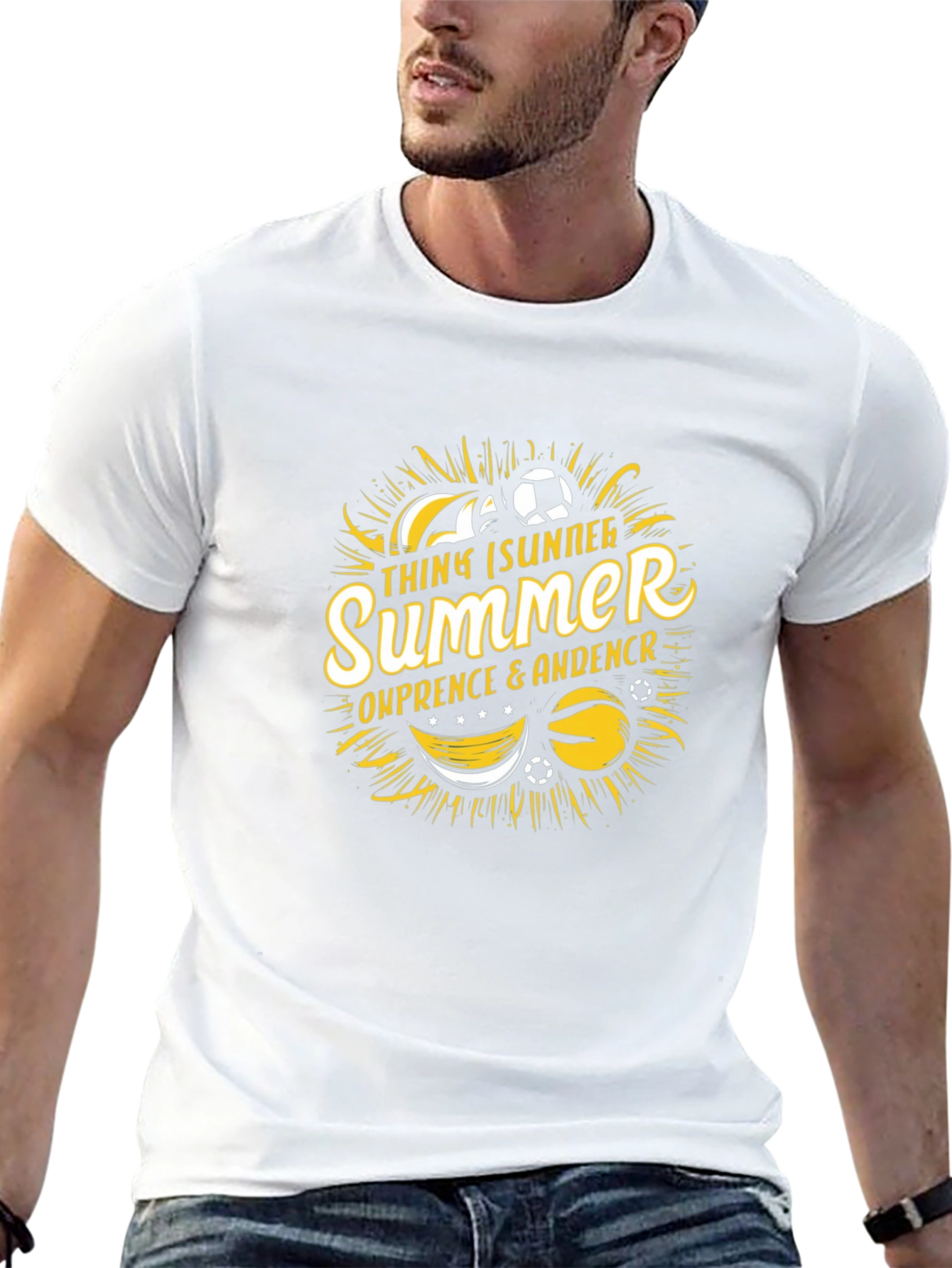 Summer Soccer Black Graphic T-Shirt