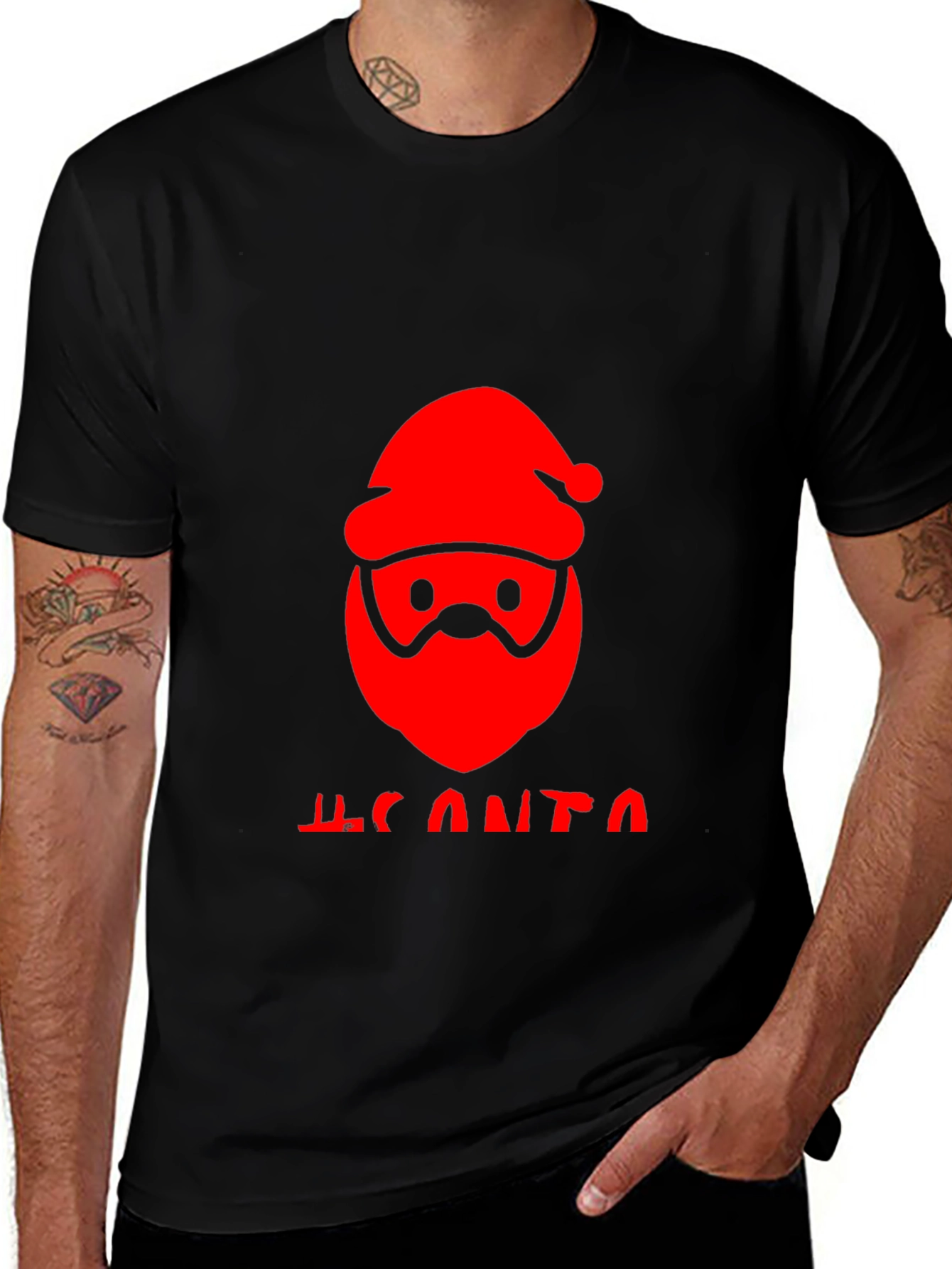 Festive Santa Graphic Tee - Holiday Cheer