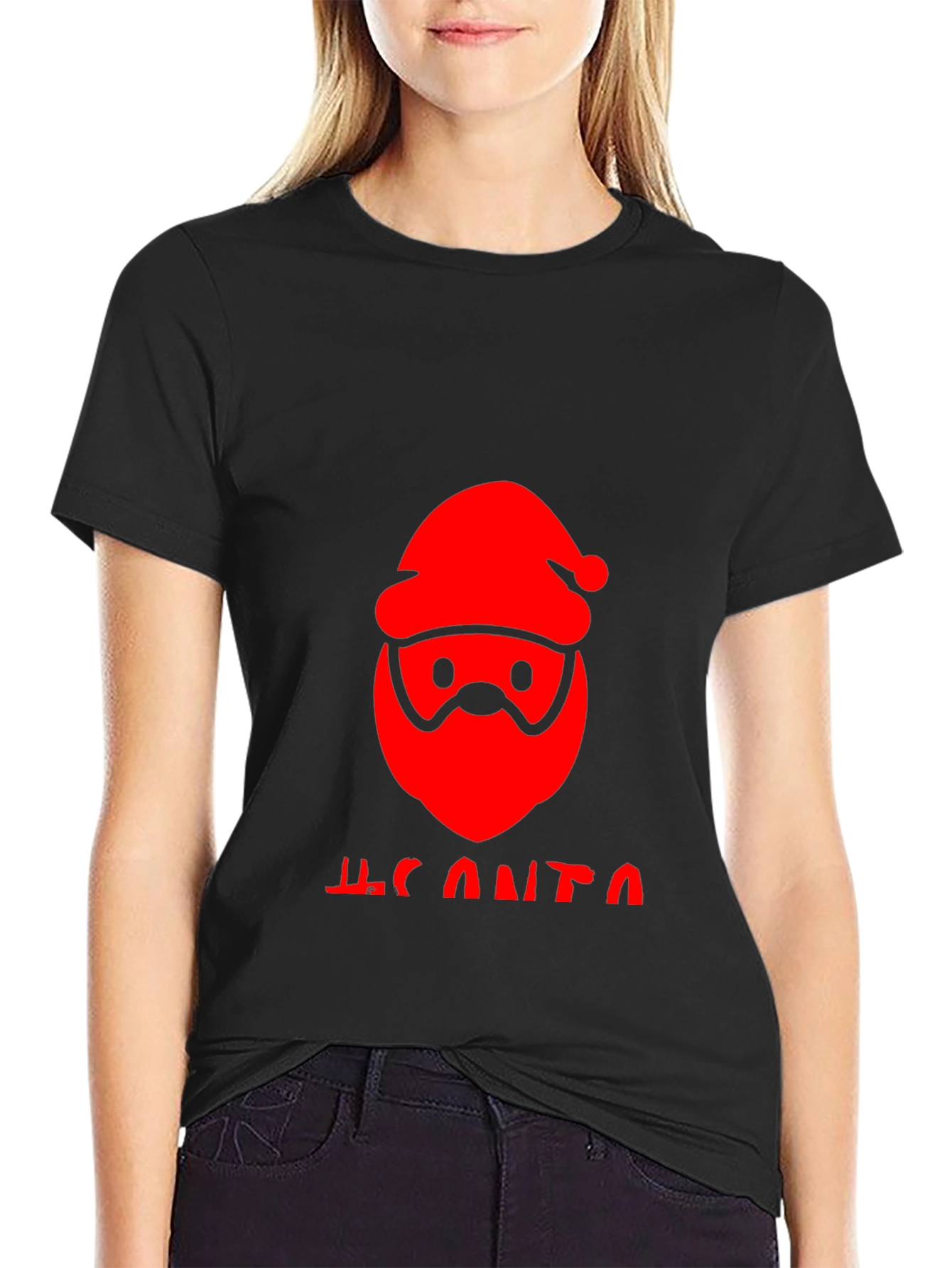Festive Santa Graphic Tee - Holiday Cheer