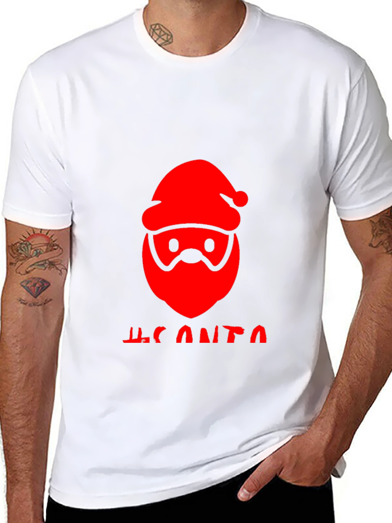 Festive Santa Graphic Tee - Holiday Cheer