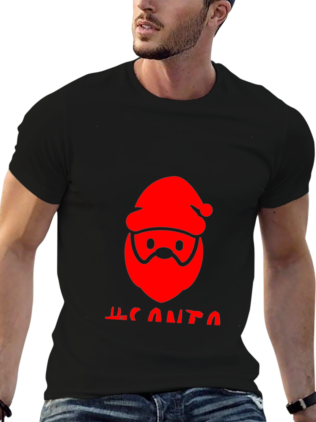 Festive Santa Graphic Tee - Holiday Cheer