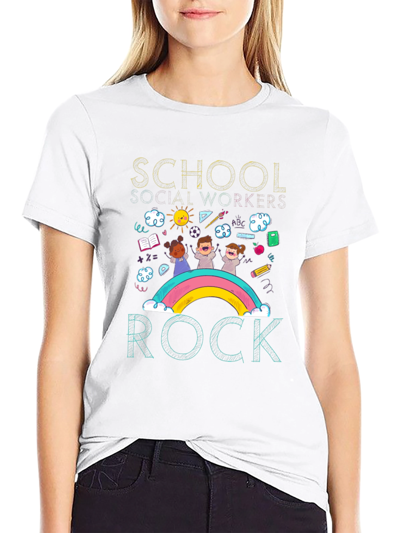 School Social Worker Rainbow T-Shirt