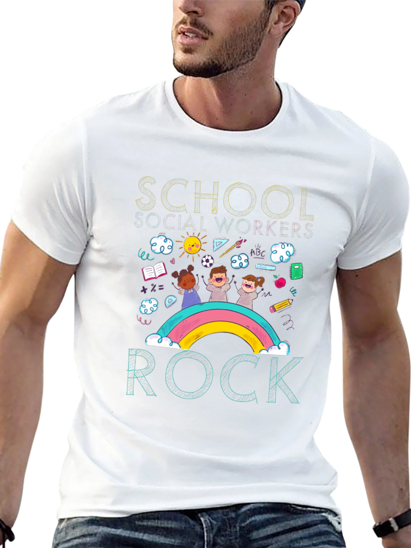 School Social Worker Rainbow T-Shirt