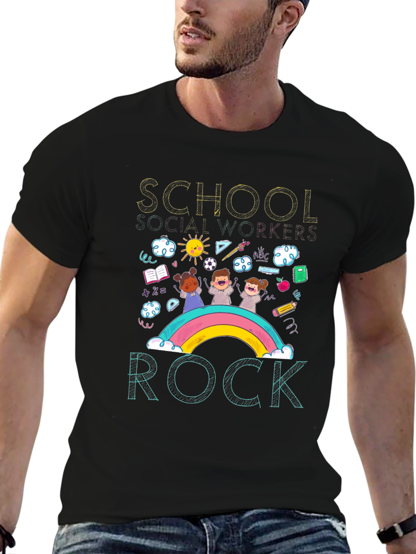 School Social Worker Rainbow T-Shirt