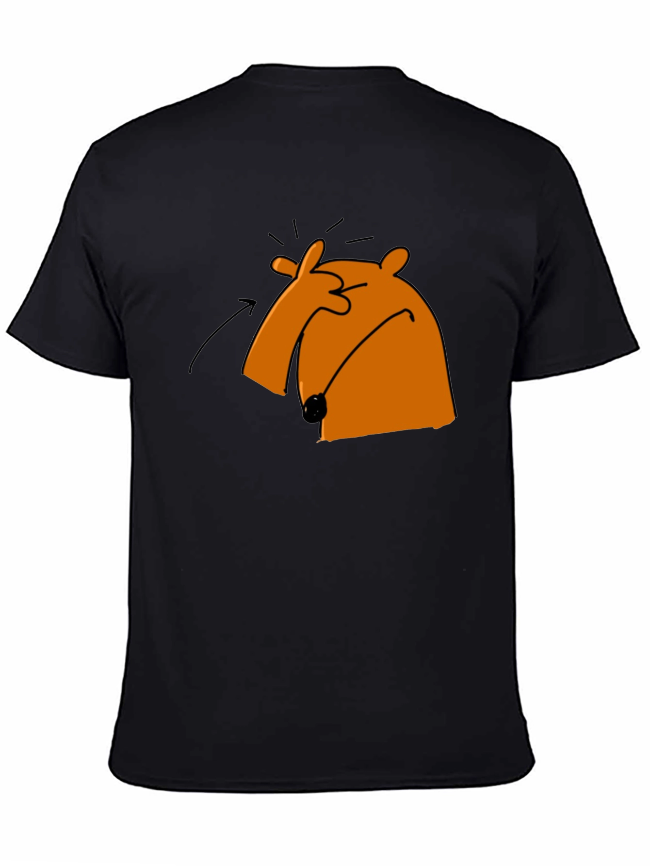 Funny Cartoon Orange Bear Black T-Shirt